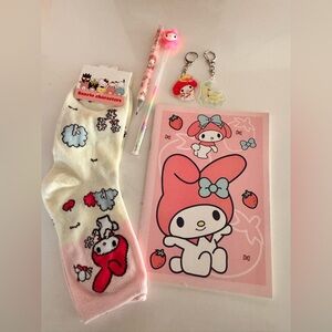 Sanrio My Melody Kids Socks & Stationery Set - Pink and Cream